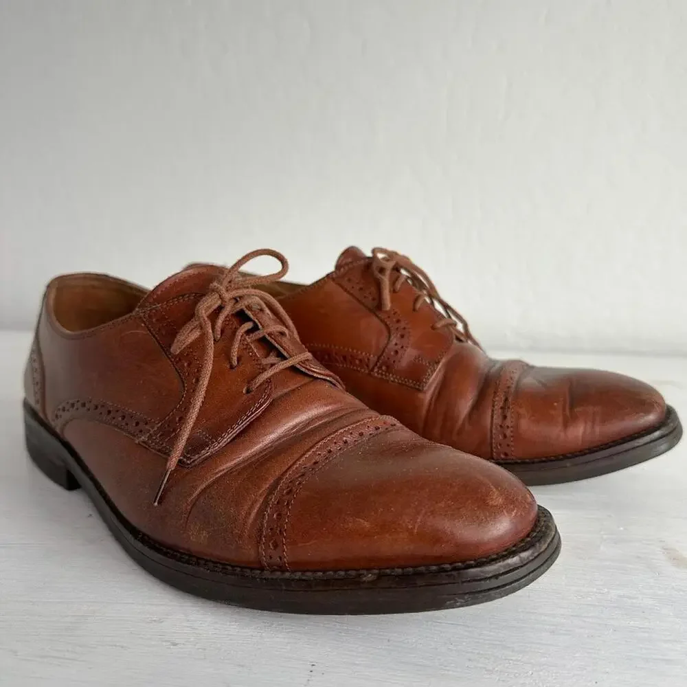 Cole Haan Cap Toe Oxford Shoes Men's 8.5  Balmoral Brown‎ Leather MADE IN ITALY